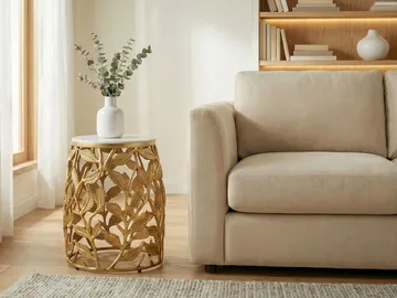 Ceron Runt sidobord 40 cm med marmorskiva - vit guld - Möbler - Bord & matgrupp - Avlastningsbord & sidobord - Brickbord & småbord