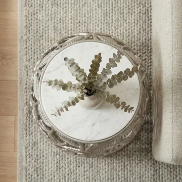 Ceron Runt sidobord 40 cm med marmorskiva - vit silver - Möbler - Bord & matgrupp - Avlastningsbord & sidobord - Brickbord & småbord