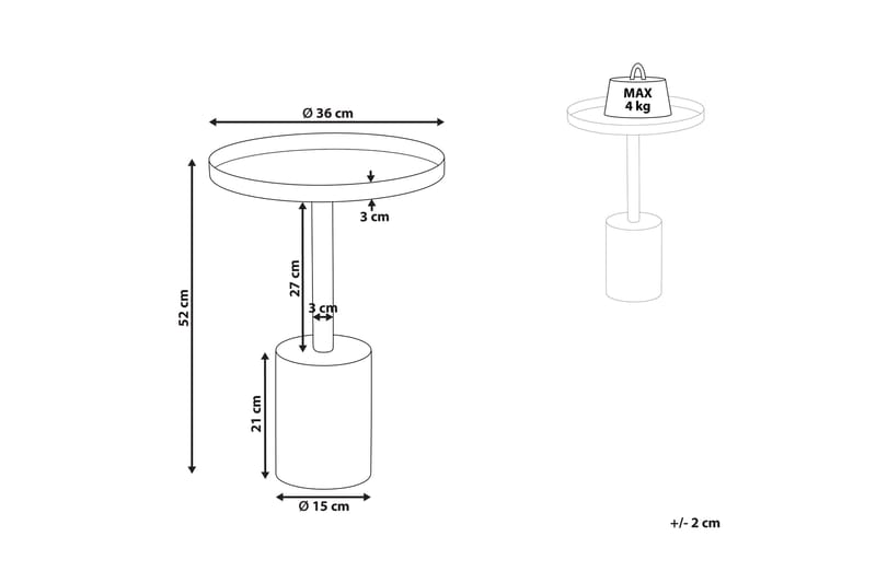 Charis Sidobord 36 cm - Guld/Vit - Möbler - Bord & matgrupp - Avlastningsbord & sidobord - Lampbord & sidobord