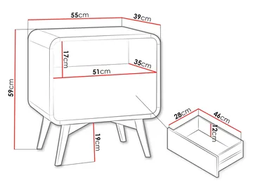 Corvan Sängbord & Nattduksbord 55 cm i Trä med Valnötsutseende, Förvaring med Låda - Brun - Möbler - Bord & matgrupp - Avlastningsbord & sidobord - Sängbord & nattduksbord