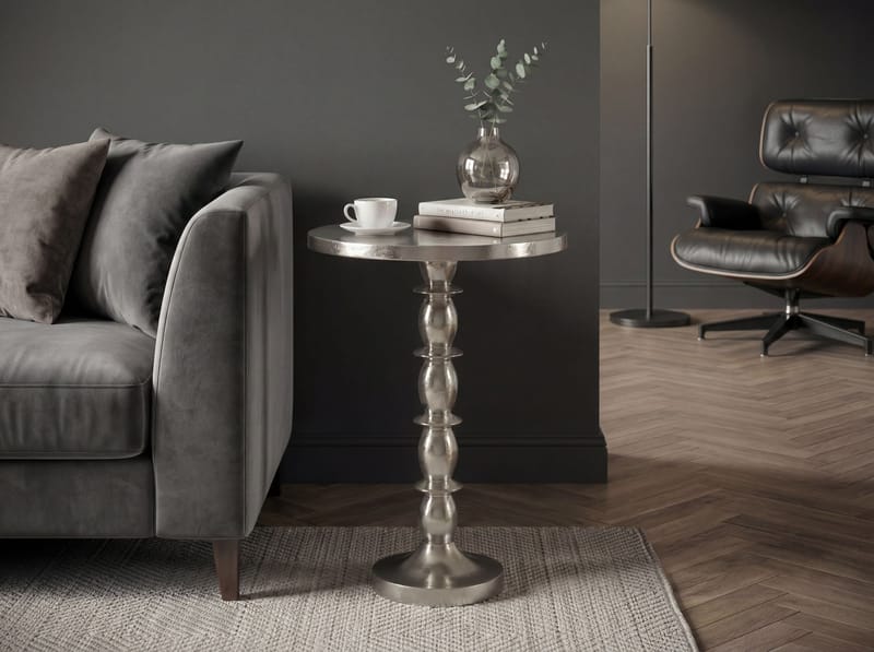 Dalor Runt sidobord 40 cm i aluminium med rå finish - silver - Möbler - Bord & matgrupp - Avlastningsbord & sidobord - Piedestal & blompiedestal