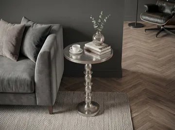Dalor Runt sidobord 40 cm i aluminium med rå finish - silver - Möbler - Bord & matgrupp - Avlastningsbord & sidobord - Piedestal & blompiedestal