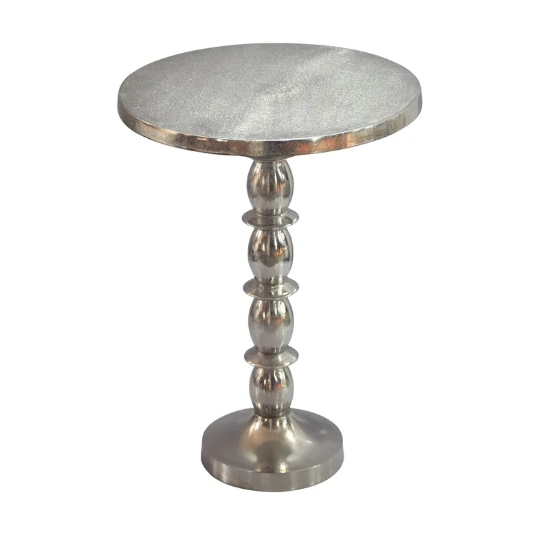 Dalor Runt sidobord 40 cm i aluminium med rå finish, silver