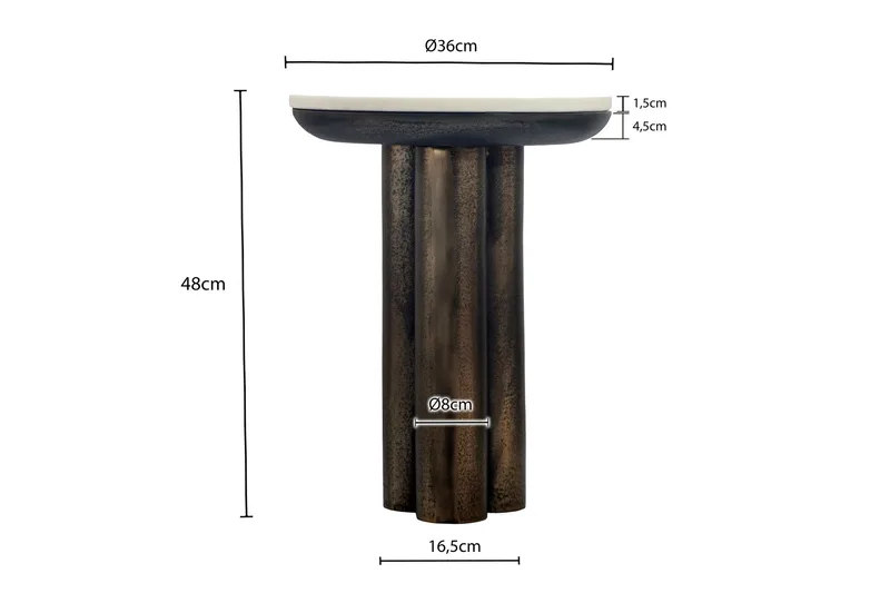 Dalvor Runt sidobord 36 cm i metall med marmorskiva - vit och svart - Möbler - Bord & matgrupp - Avlastningsbord & sidobord - Piedestal & blompiedestal