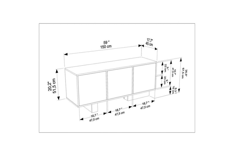 Dargaville Konsollbord 150 cm - Svart/Valnöt - Möbler - Bord & matgrupp - Avlastningsbord & sidobord - Konsolbord & hallbord
