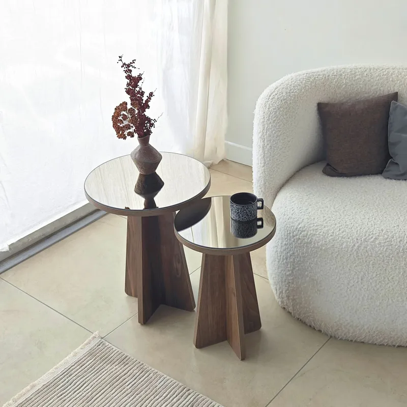 Dasina Sidobord 2 delar 50 cm - Bronzie / Valnöt - Möbler - Bord & matgrupp - Avlastningsbord & sidobord - Satsbord