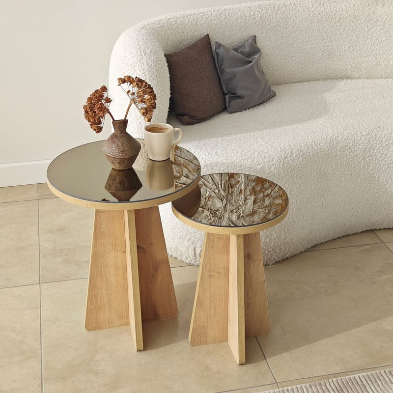 Dasina Sidobord 2 delar 50 cm - Bronzie/Safir Ek - Möbler - Bord & matgrupp - Avlastningsbord & sidobord - Satsbord