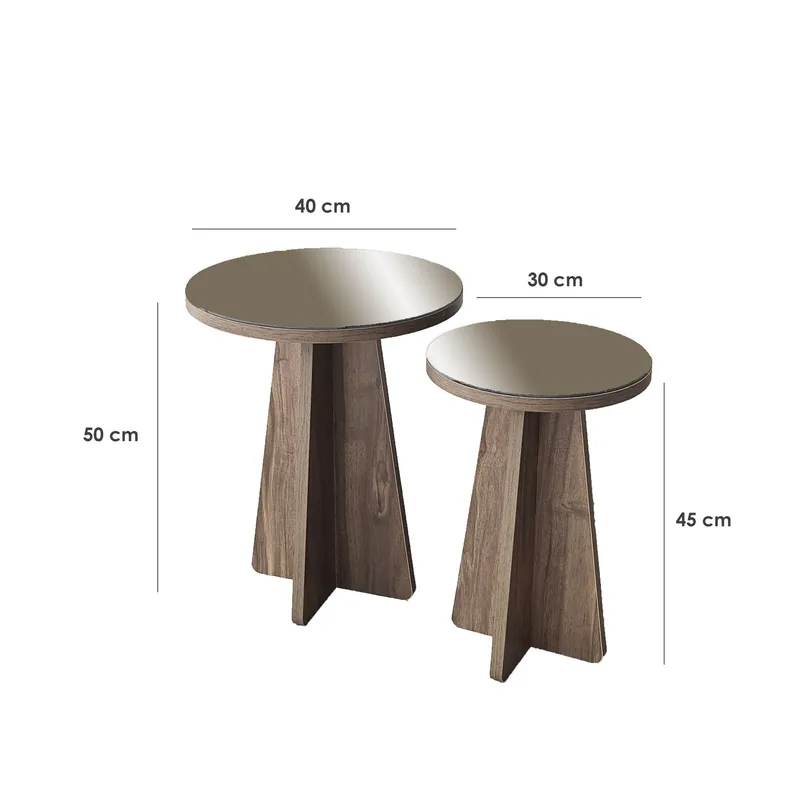 Dasina Sidobord 2 delar 50 cm - Bronzie/Valnöt - Möbler - Bord & matgrupp - Avlastningsbord & sidobord - Satsbord