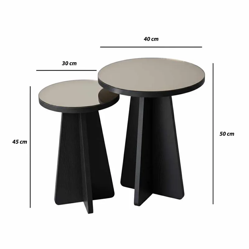 Dasina Sidobord 2 delar 50 cm - Svart / Brons - Möbler - Bord & matgrupp - Avlastningsbord & sidobord - Satsbord