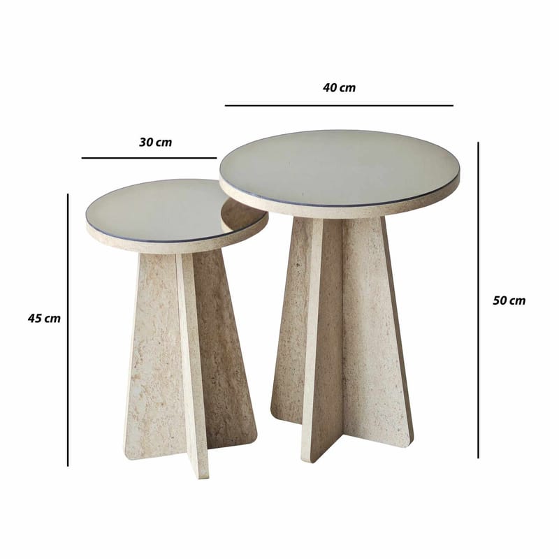 Dasina Sidobord 2 delar 50 cm - Travertin/Brons - Möbler - Bord & matgrupp - Avlastningsbord & sidobord - Satsbord