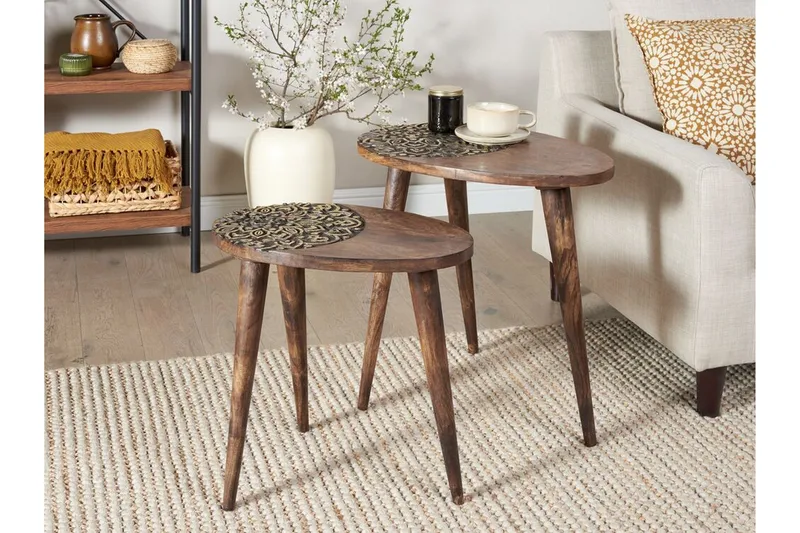 Daylinn Satsbord 54 cm - Mörkt trä/Guld - Möbler - Bord & matgrupp - Avlastningsbord & sidobord - Satsbord