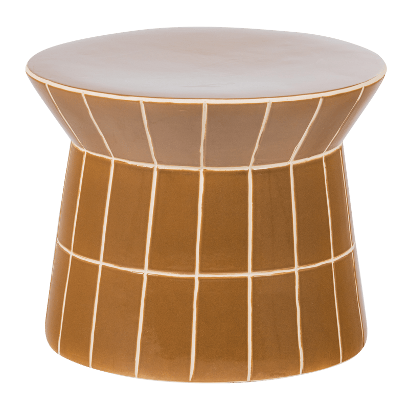 Dekorativt Sidobord Plu 38 cm Rund, Honungsgul