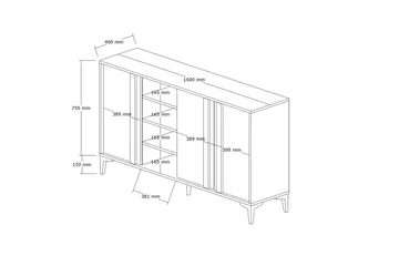 Dora Konsollbord 160 cm - Antracit - Förvaring - Förvaringsmöbler - Sideboard & skänk
