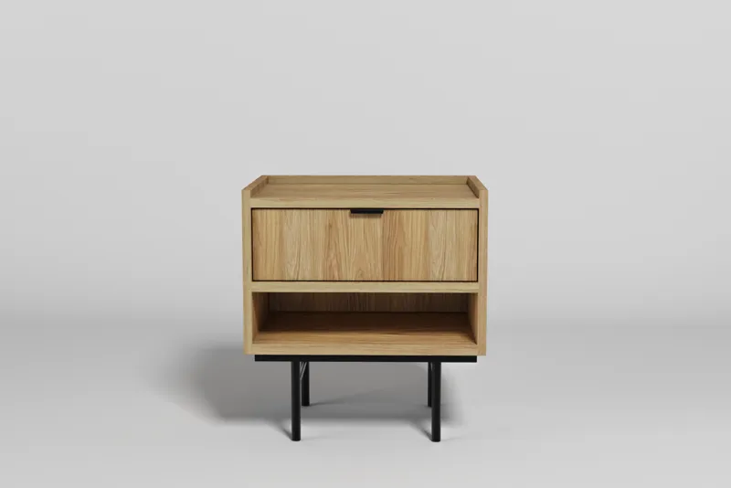 Dravo Sängbord 40 cm med Låda i Trä med Ekutseende, Beige
