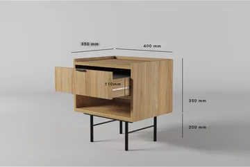 Dravo Sängbord 40 cm med Låda i Trä med Ekutseende - Beige - Möbler - Bord & matgrupp - Avlastningsbord & sidobord - Sängbord & nattduksbord