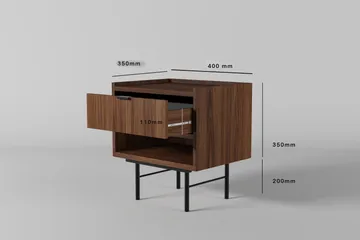 Dravo Sängbord 40 cm - Warmia valnöt med svarta metallben - Möbler - Bord & matgrupp - Avlastningsbord & sidobord - Sängbord & nattduksbord