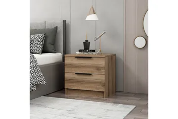 Duleep Sängbord & Nattduksbord 54 cm med Trä- och Valnötsutseende, Förvaring med Lådor - Brun - Möbler - Bord & matgrupp - Avlastningsbord & sidobord - Sängbord & nattduksbord