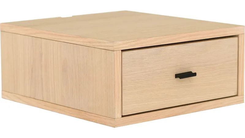 Eiknor Vägghängt Sängbord 30 cm i Ekutseende med Låda - Ljusbrun - Möbler - Bord & matgrupp - Avlastningsbord & sidobord - Sängbord & nattduksbord