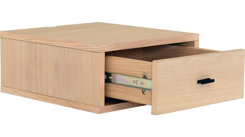 Eiknor Vägghängt Sängbord 30 cm i Ekutseende med Låda - Ljusbrun - Möbler - Bord & matgrupp - Avlastningsbord & sidobord - Sängbord & nattduksbord