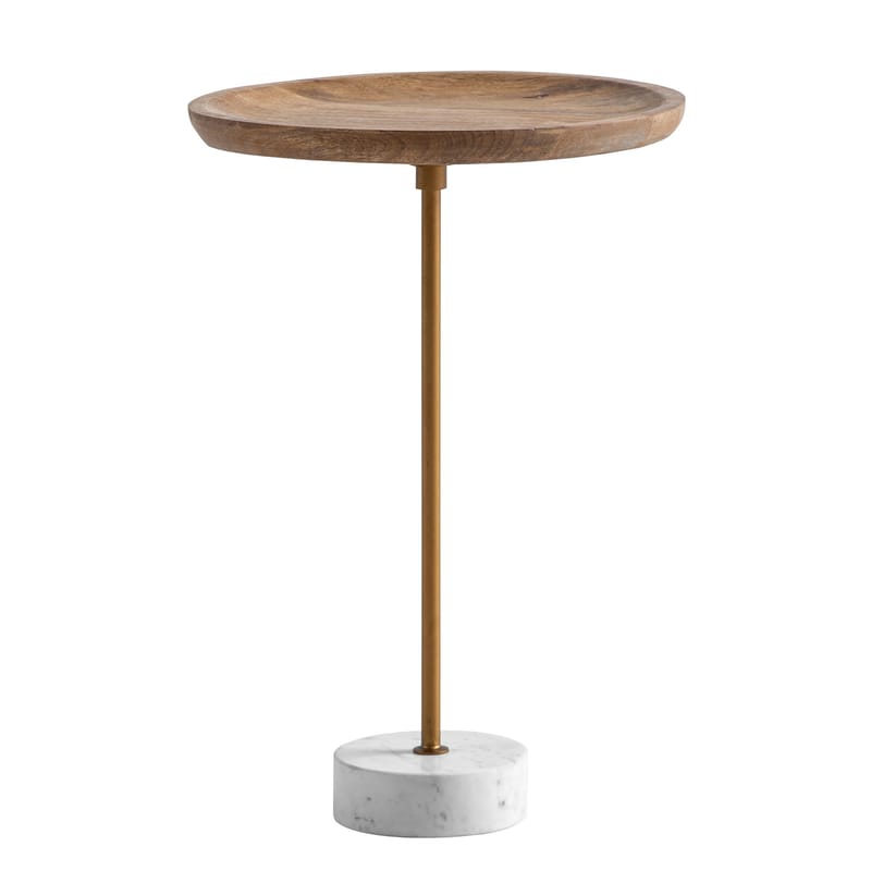 Eliela Sidobord 40 cm Rund - varm mörkbrun, guld och vit - Möbler - Bord & matgrupp - Avlastningsbord & sidobord - Piedestal & blompiedestal