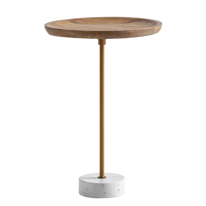 Eliela Sidobord 40 cm Rund, varm mörkbrun, guld och vit