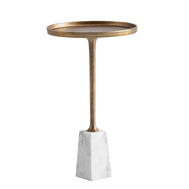 Eliilo Sidobord 34 cm - antikguld och vit marmor - Möbler - Bord & matgrupp - Avlastningsbord & sidobord - Piedestal & blompiedestal