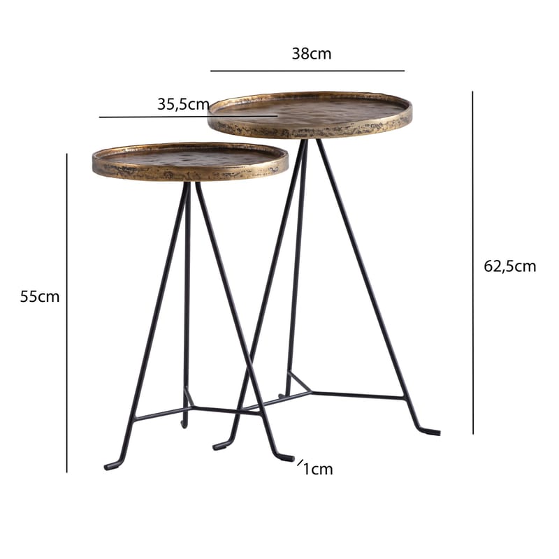 Eliira Satsbord 38 cm Industriell stil - Antikguld och svart - Möbler - Bord & matgrupp - Avlastningsbord & sidobord - Satsbord