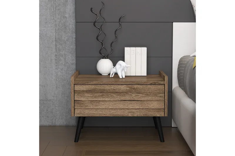 Elspet Sängbord 60 cm - Valnöt - Möbler - Bord & matgrupp - Avlastningsbord & sidobord - Sängbord & nattduksbord