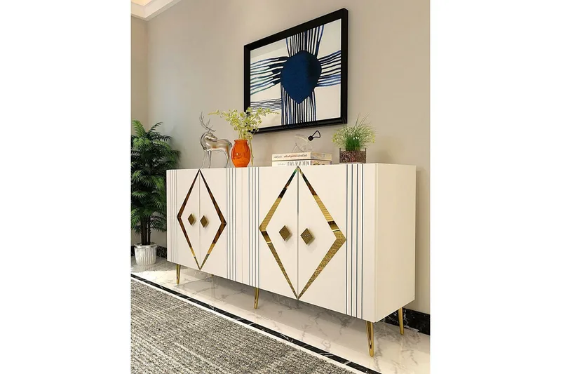 Elvon Konsollbord 150 cm - Vit/Guld - Möbler - Bord & matgrupp - Avlastningsbord & sidobord - Konsolbord & hallbord