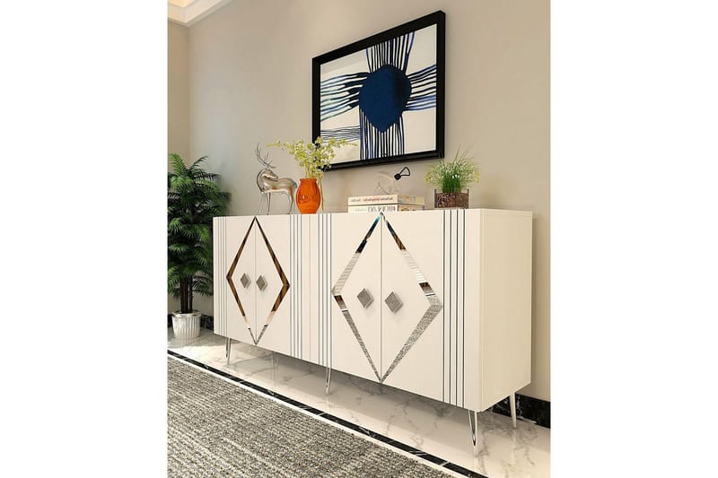 Elvon Konsollbord 150 cm - Vit/Silver - Möbler - Bord & matgrupp - Avlastningsbord & sidobord - Konsolbord & hallbord