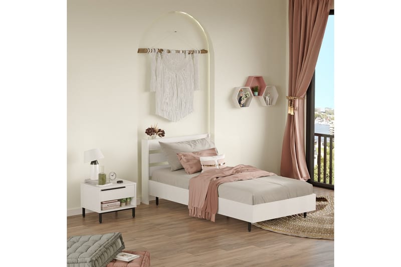 Erhan Sängbord 205,6 cm - Vit - Möbler - Bord & matgrupp - Avlastningsbord & sidobord - Sängbord & nattduksbord