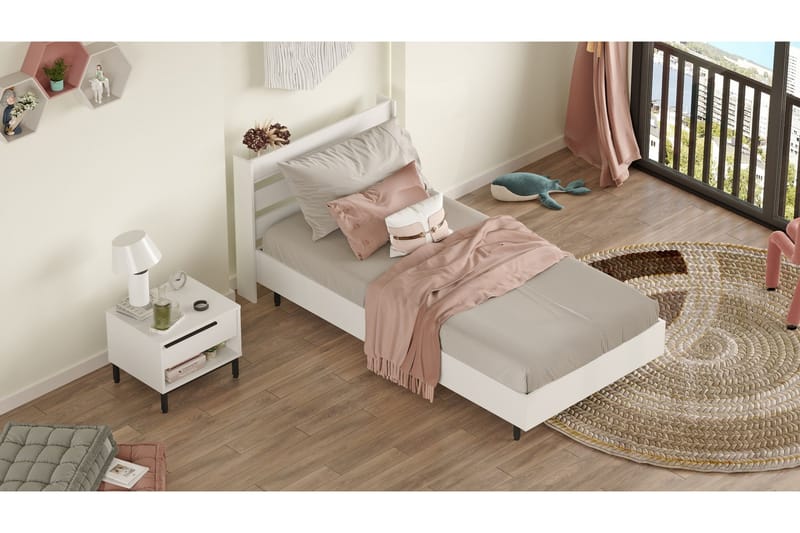 Erhan Sängbord 205,6 cm - Vit - Möbler - Bord & matgrupp - Avlastningsbord & sidobord - Sängbord & nattduksbord