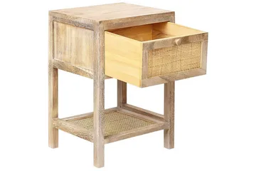 Esto S ängbord Rotting med Låda och Hylla i Trä - Beige - Möbler - Bord & matgrupp - Avlastningsbord & sidobord - Sängbord & nattduksbord