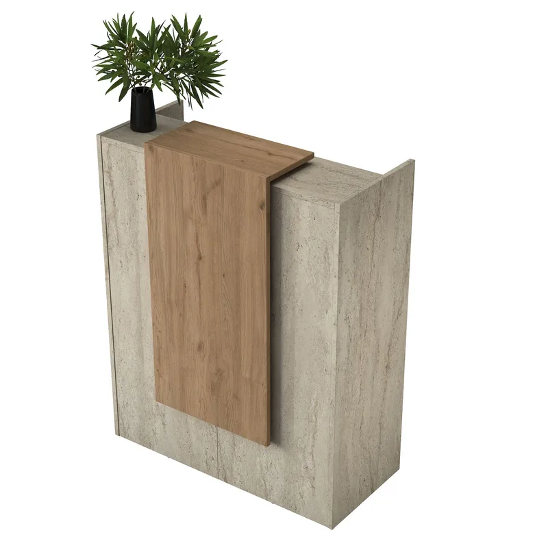 Fenvik Receptionbord 90x110x40 cm - Travertin och valnöt - Möbler - Bord & matgrupp - Avlastningsbord & sidobord - Konsolbord & hallbord