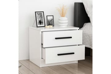 Fola Sängbord med Förvaring och Lådor i Trä - Vit - Möbler - Bord & matgrupp - Avlastningsbord & sidobord - Sängbord & nattduksbord