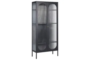 Foxton Vitrinskåp 80 cm med Förvaring i Metall och Glas - Svart - Förvaring - Skåp - Vitrinskåp