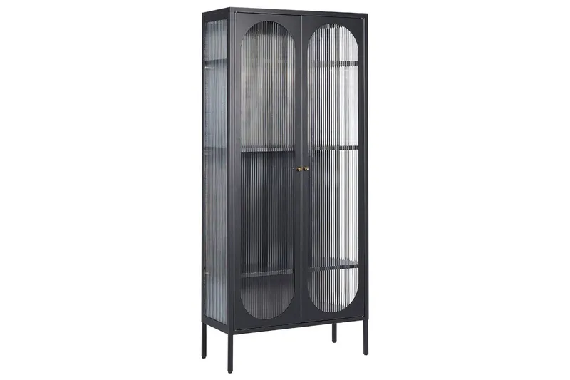 Foxton Vitrinskåp 80 cm med Förvaring i Metall och Glas - Svart - Förvaring - Skåp - Vitrinskåp