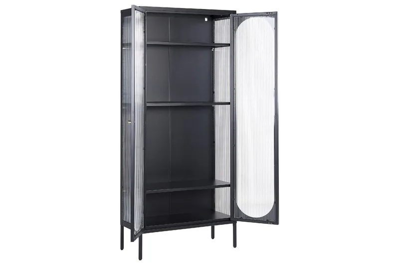 Foxton Vitrinskåp 80 cm med Förvaring i Metall och Glas - Svart - Förvaring - Skåp - Vitrinskåp