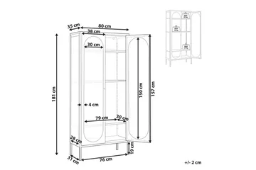 Foxton Vitrinskåp 80 cm med Förvaring i Metall och Glas - Svart - Förvaring - Skåp - Vitrinskåp