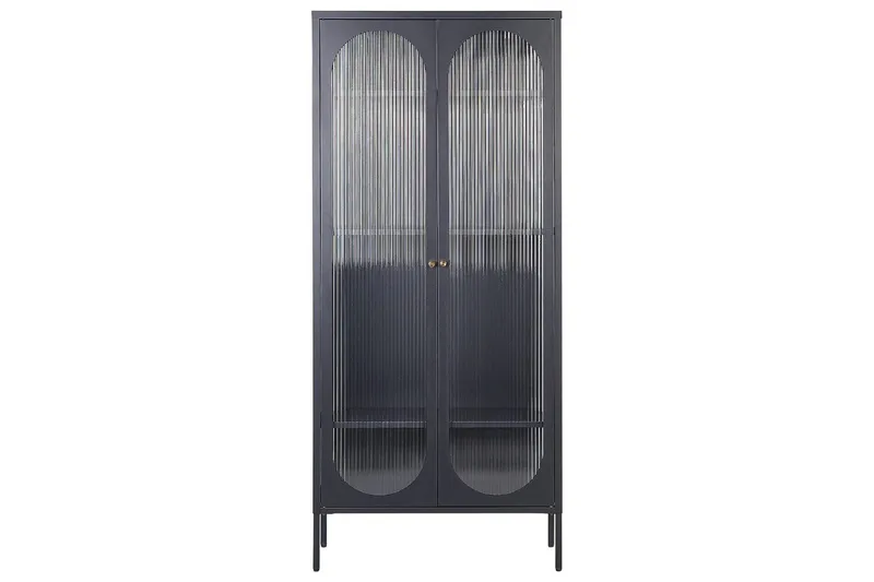 Foxton Vitrinskåp 80 cm med Förvaring i Metall och Glas - Svart - Förvaring - Skåp - Vitrinskåp