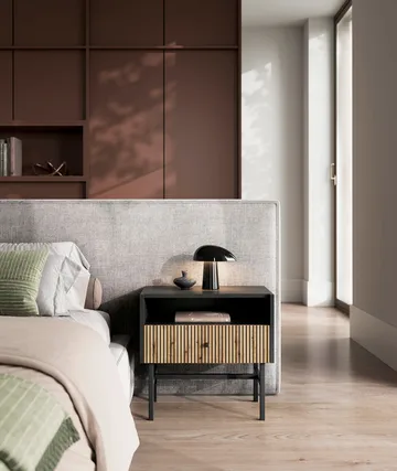 Francisca Sängbord 55 cm - Svart/Ek - Möbler - Bord & matgrupp - Avlastningsbord & sidobord - Sängbord & nattduksbord