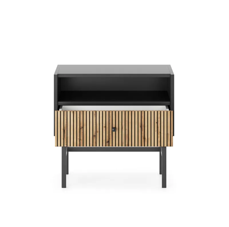 Francisca Sängbord 55 cm - Svart/Ek - Möbler - Bord & matgrupp - Avlastningsbord & sidobord - Sängbord & nattduksbord
