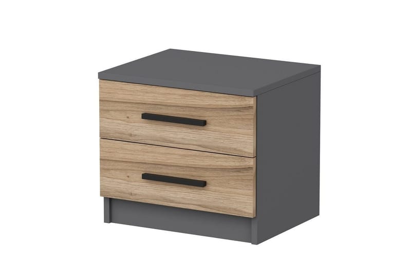 Fruitland Litet Sängbord & Nattduksbord 50 cm med Trä- och Valnötsutseende, Förvaring med Lådor - Valnöt/Antracit - Möbler - Bord & matgrupp - Avlastningsbord & sidobord - Sängbord & nattduksbord