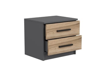 Fruitland Litet Sängbord & Nattduksbord 50 cm med Trä- och Valnötsutseende, Förvaring med Lådor - Valnöt/Antracit - Möbler - Bord & matgrupp - Avlastningsbord & sidobord - Sängbord & nattduksbord