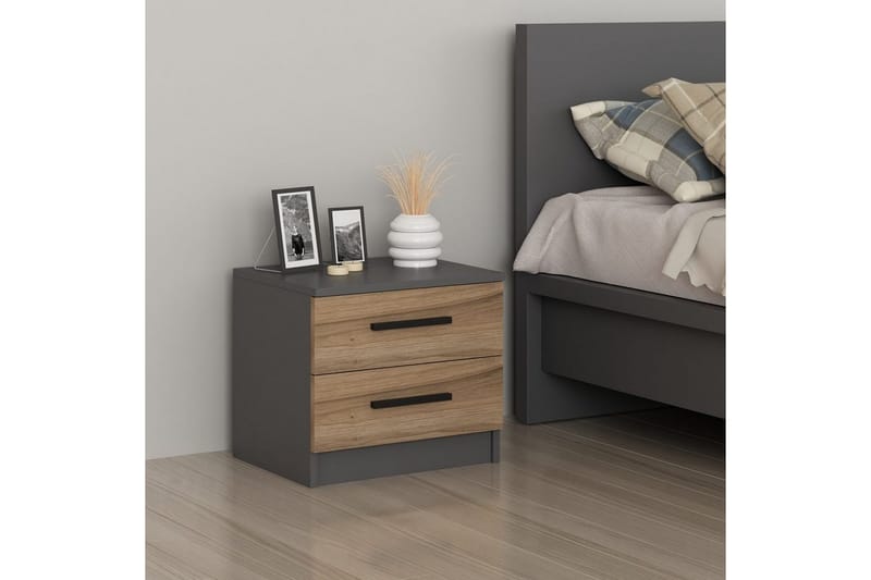 Fruitland Sängbord 50 cm - Valnöt/Antracit - Möbler - Bord & matgrupp - Avlastningsbord & sidobord - Sängbord & nattduksbord