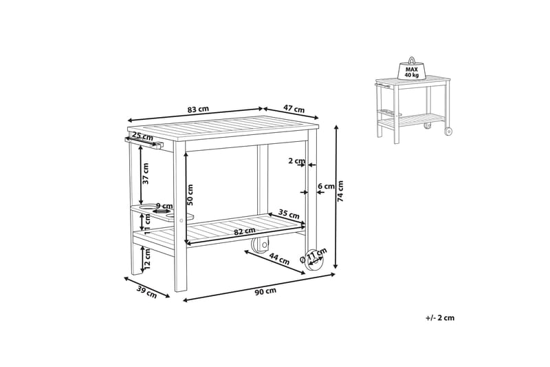 Gaetano Sidobord 47 cm - Ljust trä - Möbler - Bord & matgrupp - Avlastningsbord & sidobord - Lampbord & sidobord