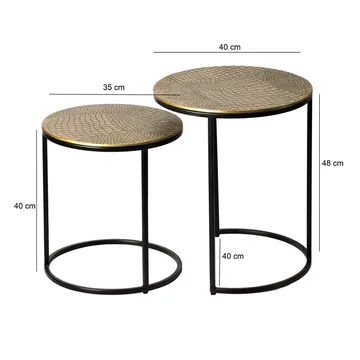 Galela Satsbord 40 cm Set om 2 - Guld och svart - Möbler - Bord & matgrupp - Avlastningsbord & sidobord - Satsbord