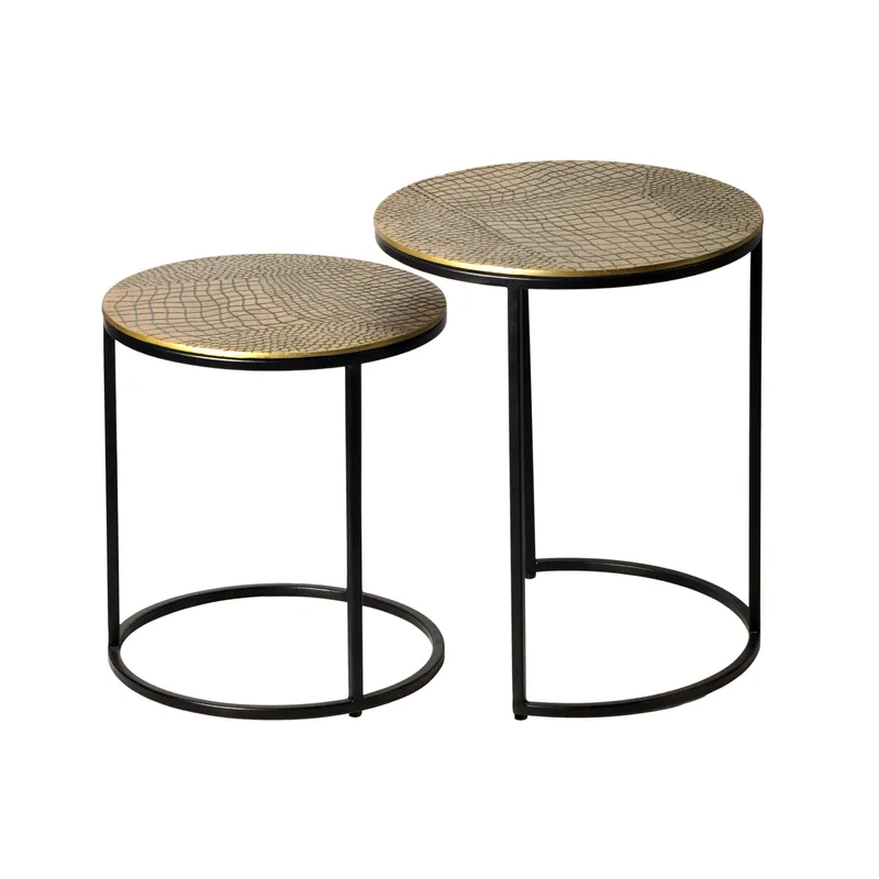 Galela Satsbord 40 cm Set om 2, Guld och svart