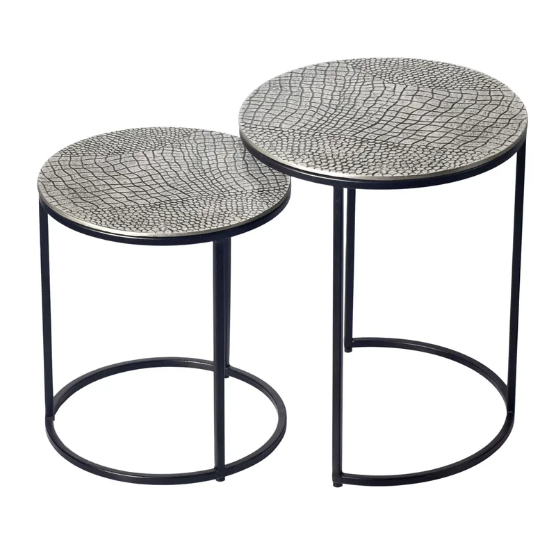 Galela Satsbord 40 cm Set om 2, Silver och svart
