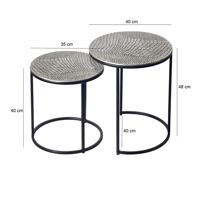Galela Satsbord 40 cm Set om 2 - Silver och svart - Möbler - Bord & matgrupp - Avlastningsbord & sidobord - Satsbord